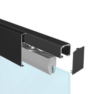 SC - POSUVNÝ SYSTÉM 100 SILENT GLASS 120  KG s krytom na profil SC – posuvný systém 100 SILENT GLASS pre dvojkrídlové dvere 2D 3000/120 s krytom Čierna matná